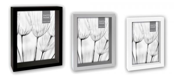 Bilderrahmen 3er SET schwarz/weiß/grau Fotorahmen Tiefenwirkung Holz Foto Rahmen