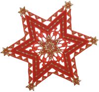 Mitteldecke SELINA Stern Advent Stick Deckchen rot gold Polyester 30 cm
