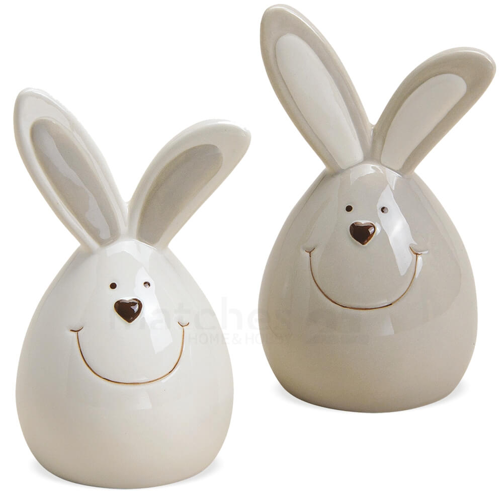 Ostern kaufen Figuren cm Keramik Osterhasen Set weiß grau 14 Deko herzige 2er & Hasen