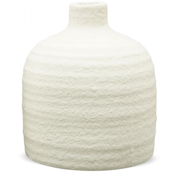 Vase Blumenvase bauchig in Flaschenform Terrakotta / Ton weiß Ø 10,5x12 cm