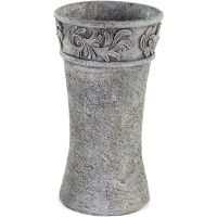 Grabvase aus Poly Vase für Friedhof verziert in grau Ø 12 cm