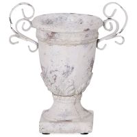 Pokal Verzierung Blumentopf Pflanztopf Keramik Vintage creme 1 Stk - 18x22 cm