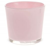 Glastopf Pflanzgefäß Teelichtglas rund Übertopf Glas rosa 1 Stk 11,5x11 cm
