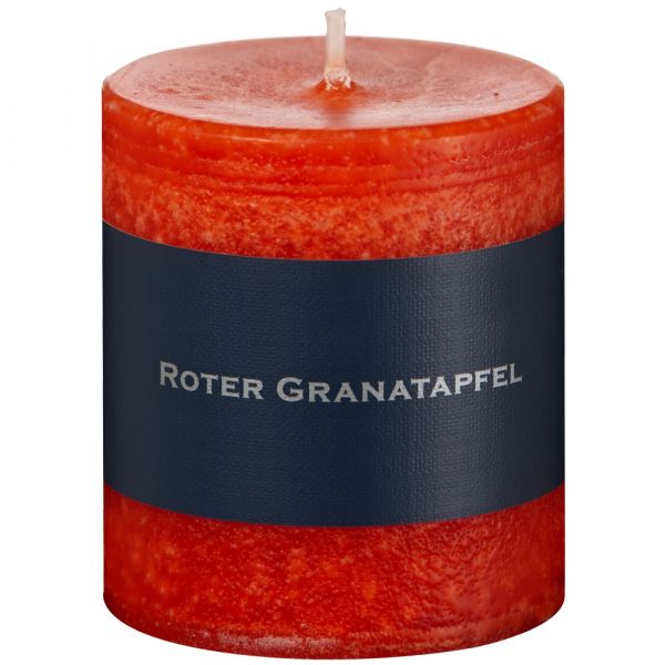 Duftkerze einfarbig ätherische Duftöle uni Ø 7x12 cm roter Granatapfel
