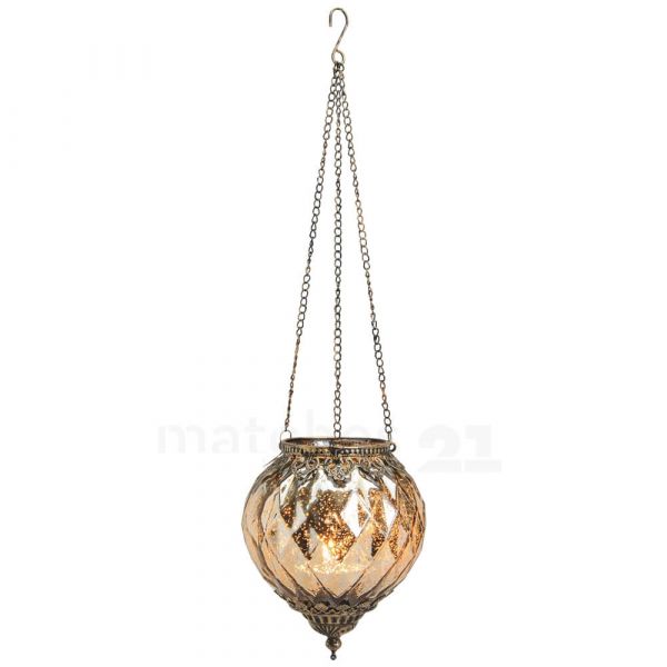 Teelichtglas hängend Orient Windlicht gold antik Glas & Metall – 2 Größen