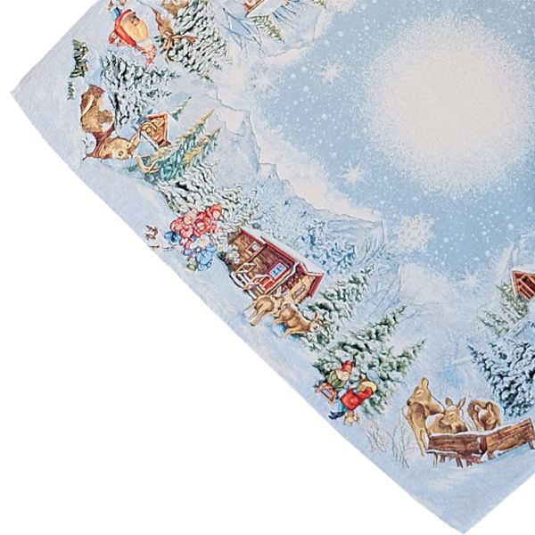 Tischdecke Mitteldecke Winterlandschaft bunt Polyester Baumwolle 95x95 cm