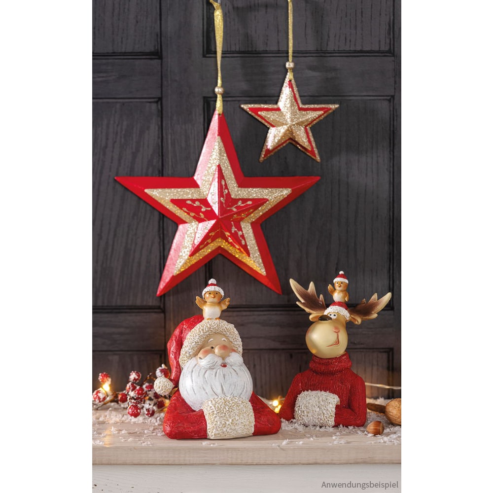 Holzstern Weihnachtsschmuck kaufen glitzernd 24x5,5x22 1 Holz Stk Hängedeko rot gold cm