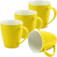 Tassen Becher Kaffeebecher einfarbig uni gelb Porzellan 4er Set 10 cm / 350 ml