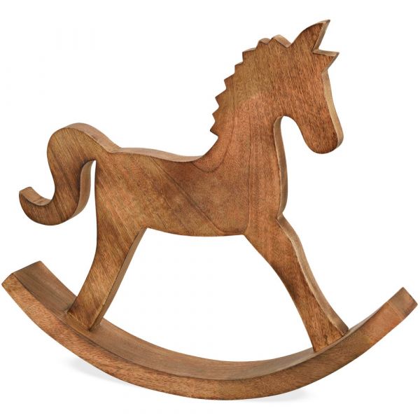 Schaukelpferd Pferd Mango Holz braun Figur Weihnachten Winter Advent 1 Stk 40 cm