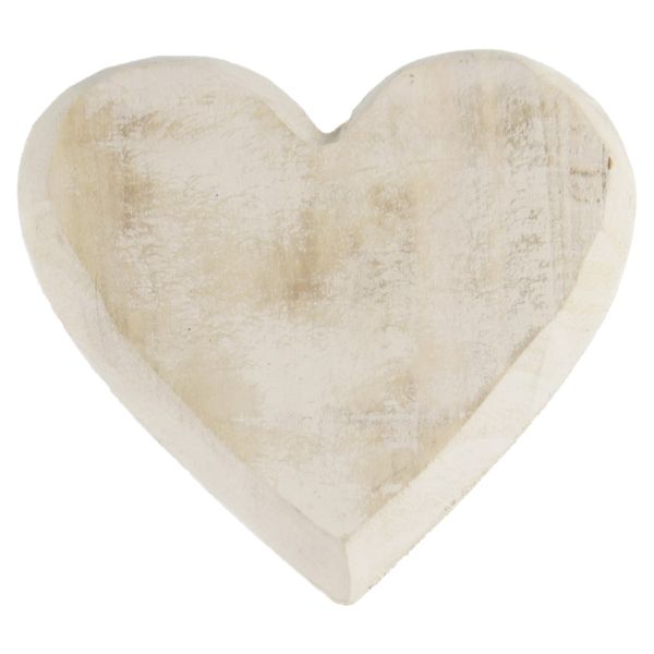 Dekoherz Holzherz Aufhänger Maserung Herz Holz gekalkt weiß 15 cm