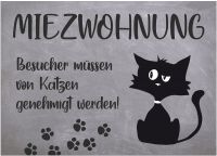 Fußmatte Fußabstreifer DECOR Katze Comic Miezwohnung Spruch grau waschbar 50x70