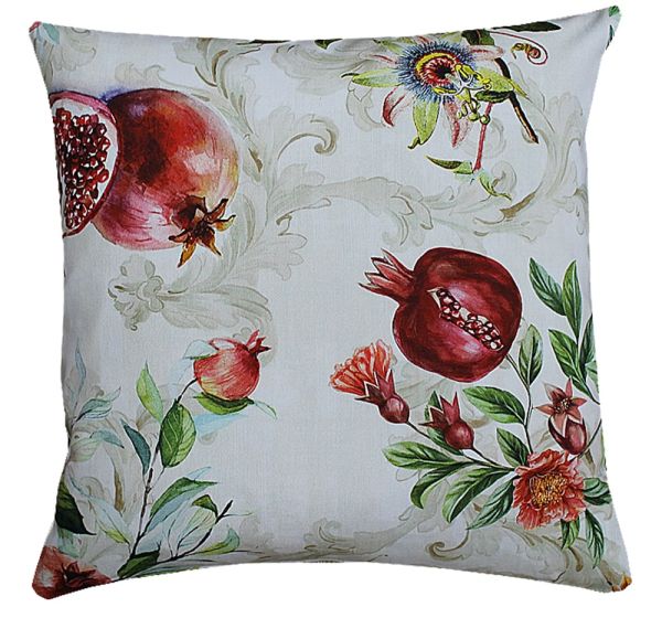 Kissenhülle AILEEN Granatäpfel & Blumen Kissenbezug bunt Baumwolle 50x50 cm