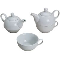Tea For One Teekannen Geschenk Set weiß Porzellan 3-tlg. Kanne Deckel & Tasse