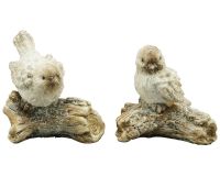 Dekofiguren Vogel mit Baumstamm Figuren Aufsteller weiß 2er Set 8,3x4,8x8,4 cm