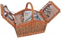 Picknickkorb f. 2 Personen | Weidenkorb 15-tlg inkl. Mehrweg Geschirr & Kühltasche
