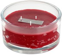 Kerze im Glas 3-Dochtkerze einfarbig uni oval Ø 15x8 cm burgund