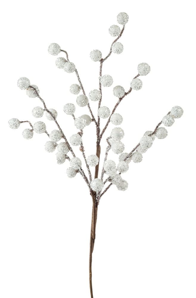 Zweig Strauß Beerenstrauß Dekostrauß Weihnachten  Kunststoff weiß Länge ca 60 cm 