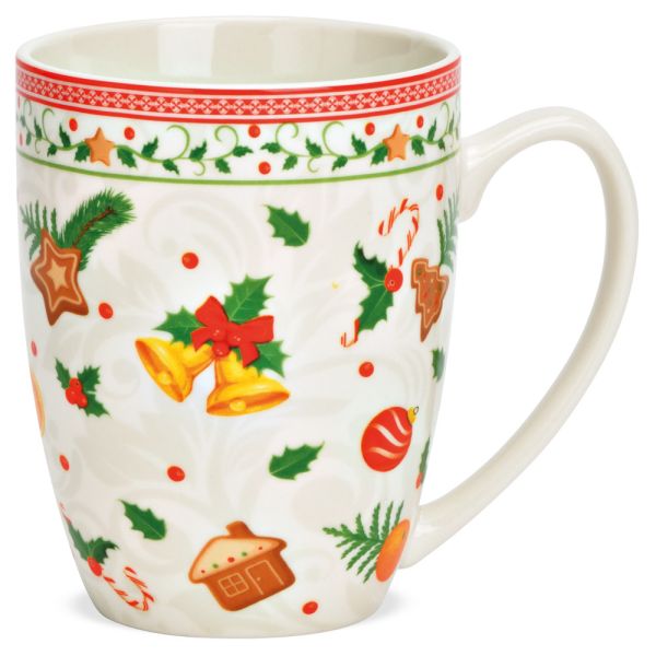 Tasse Kaffeetasse Weihnachtsmotiv Lebkuchen bunt Porzellan B-WARE 12x10 cm 300 ml