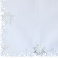 Tischdecke Mitteldecke Sterne Weihnachten Stick weiß silber Poly 85x85 cm