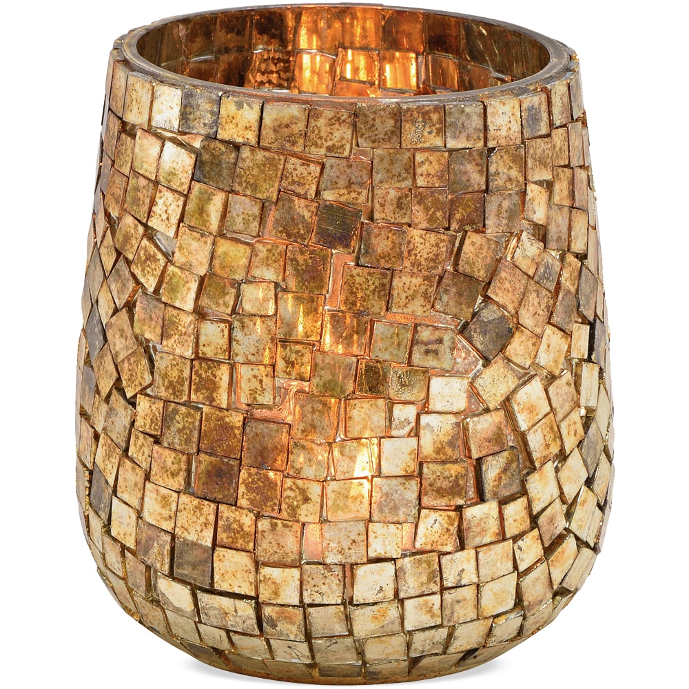 Windlicht Mosaik Dekoration aus Glas Kerzenhalter Champagner 1 Stk 10x11x10  cm kaufen
