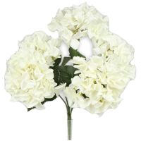 Hortensien Blüten Kunstblumen Kunstpflanzen 1 Bund 5 Blüten Ø 18 cm cremeweiß