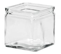 Glastopf Quader Pflanztopf Würfel dickes Glas Einkerbung klar 1 Stk 14x14x14 cm
