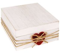 Fotobox Aufbewahrungsbox mit Herz Fotos & Bilder Holz weiß rot 1 Stk 12x12x6 cm