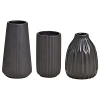 Moderne Blumenvasen 3er Set schwarz Keramik verschiedene Größen