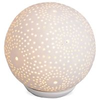 Tischlampe Nachttischlampe Kugel Punkte 230 V Porzellan weiß 1 Stk - Ø 15 cm
