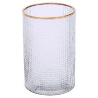 Tischdeko Windlicht aus klarem Glas mit goldenem Rand 15 cm