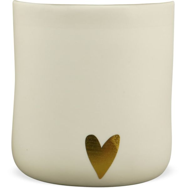 Vase mit goldenem Herz Übertopf Blumenvase Pflanzgefäß Topf weiß Ø 8,1x9 cm