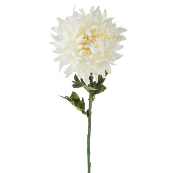 Chrysantheme künstlich Deko Blume Kunstblume Herbst Draht 1 Stk - weiß