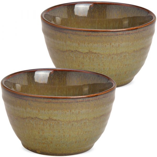 Schalen Keramikschalen Keramikschüsseln Steingut braun 2er sort 10x5x10 cm 260 ml