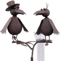 Regenmesser Vögel Zylinder braun Metall Erdspieß Niederschlagsmesser 1 Stk 127 cm