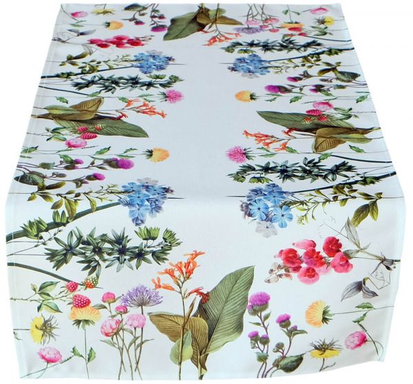 Tischläufer Mitteldecke farbenfrohe Sommerblumen Druck bunt Tischwäsche 35x70 cm