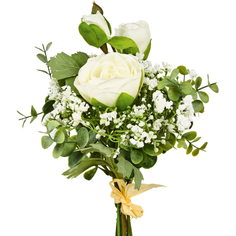 Rosenstrauß gebunden Kunstblumen Rosen Blumenstrauß 45 cm 1 Stk - creme  weiß kaufen