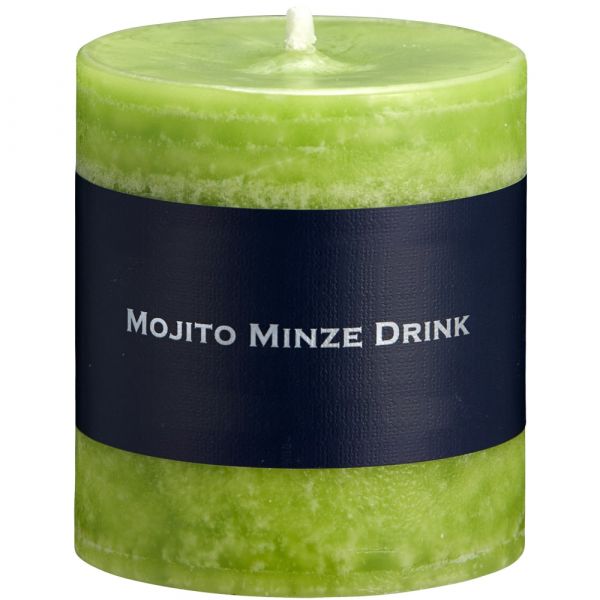 Duftkerze einfarbig ätherische Duftöle uni Ø 7x12 cm Mojito Minze Drink