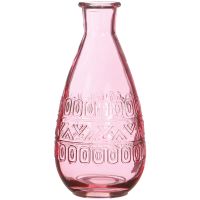 Bauchige Glasvase Glas Blumenvase Ethno-Muster 1 Stk Ø 7,5x15,8 cm rosa