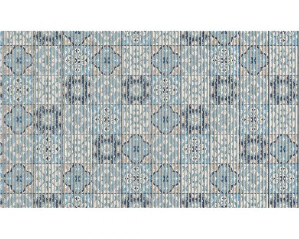 Bodenbelag NOVA SKY Läufer Kachel Muster aus Polyester blau weiß 1 Stk 65x100 cm