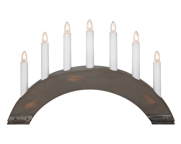 Weihnachtsleuchter Kerzenleuchter Holz 7-flammig rustikal / antik grau weiß