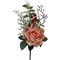 Rosenbouquet Rose Kunstblumen gebunden Kunststoff Ø 10 cm 1 Stk rosa