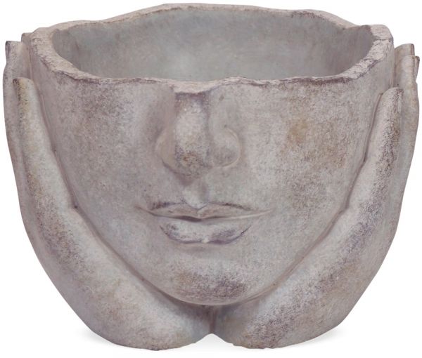 Pflanzschale Pflanztopf Kopf in Händen Zement grau-bronze 1 Stk 16x16x11,5 cm