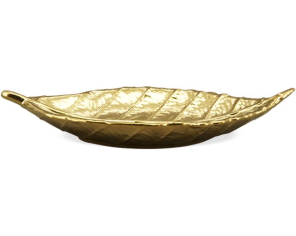 Dekoschale Buchenblatt Schale Blattmuster Wohndeko Blatt gold 16x6,7x2,7 cm