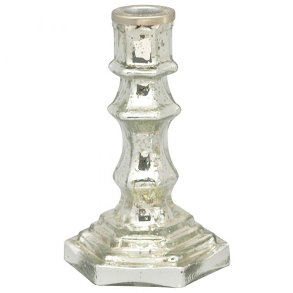 Kerzenhalter Kerzenständer Deko Glas Shabby Vintage Style silber 1 Stk - 16 cm