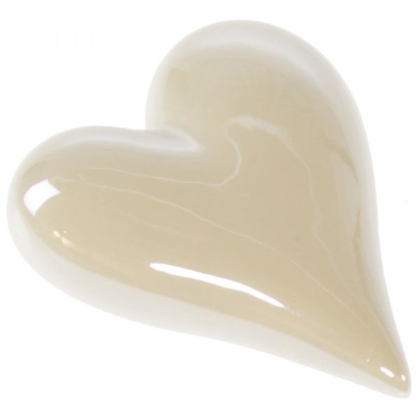 Herz zum Hinlegen Deko Tischdekoration glänzend Porzellan weiß 1 Stk 9,8x8 cm