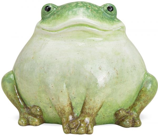 Dicker freundlicher Frosch Dekofigur sitzend Keramik Keramikdeko 1 Stk 11x10x9 cm