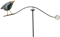Windspiel Windspinner Gartendeko Amsel / Vogel & Glaskugel Metall Erdspieß 125 cm