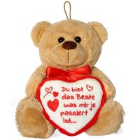 Teddybär mit Herz hellbraun beige Kuscheltier 25 cm - Du bist das Beste
