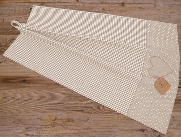 Geschirrtuch Landhaus Premium LINA Textil kariert Bordüre 50x70 cm beige