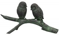 Vögelchen auf einem Ast Dekofigur Skulptur für Heim & Garten grau 1 Stk 31x17 cm